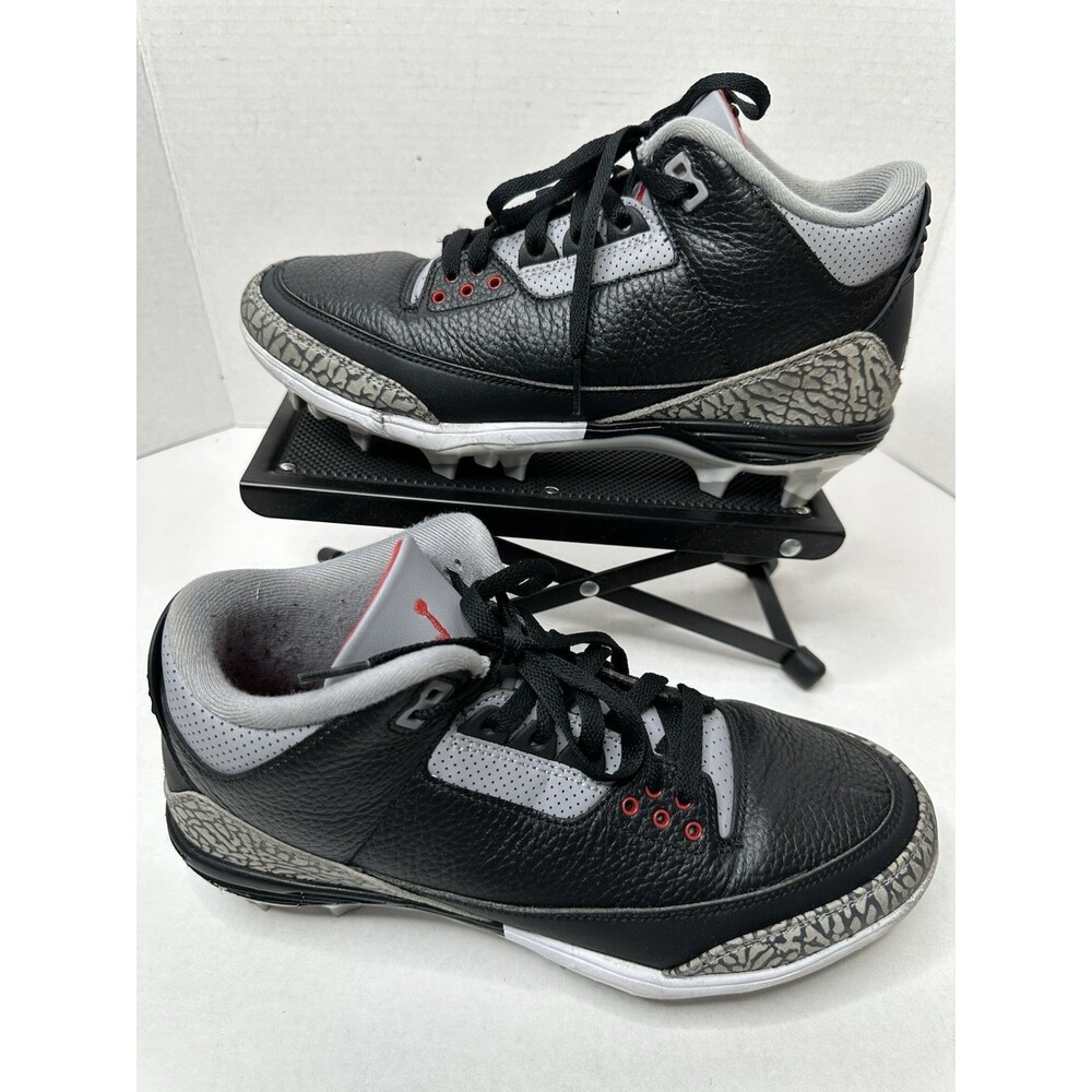Air Jordan 3 Retro TD Mid Football Cleats Mens Size 9 Black Cement FZ8626-001